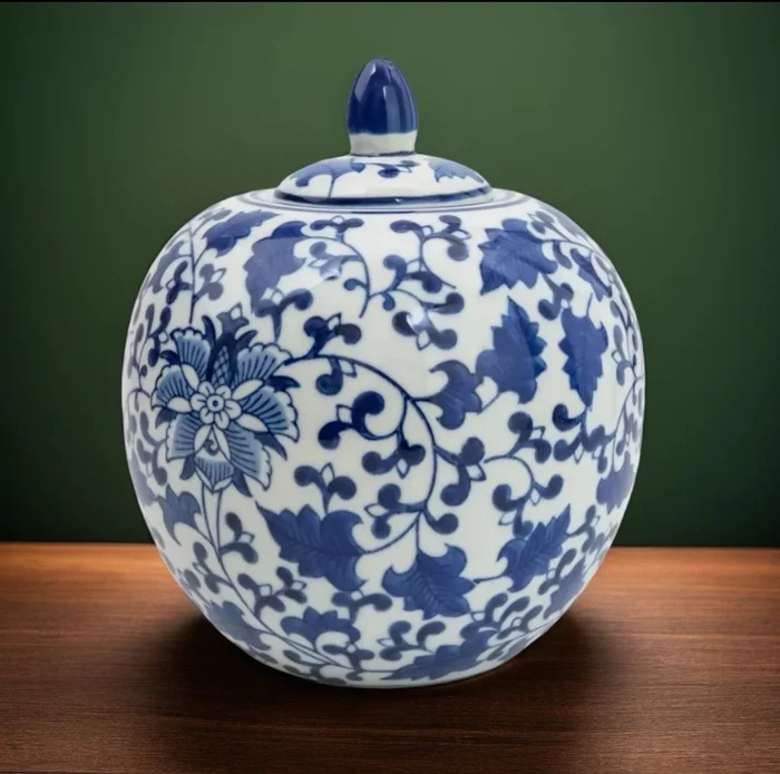 9 inch Sumatra Blue White Ginger Jar
