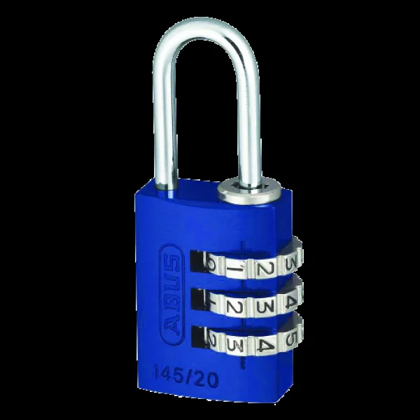 ABUS 145 Series Aluminium Combination Open Shackle Padlock 20mm Assorted Colours 145/20 – Steel