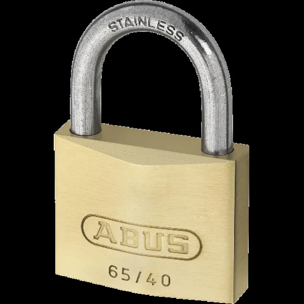 ABUS 65 Series Long Stainless Steel Shackle Padlock 40mm Keyed To Differ 63mm Shackle 65IB/40HB63 – Brass