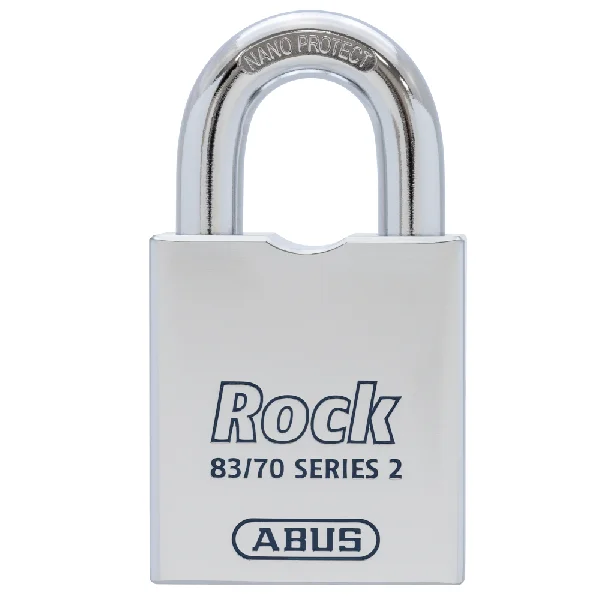 ABUS 83 70 Rock Series 2 Open Shackle Steel Padlock Body Only Without Cylinder Accepts Scandinavian Oval Cylinder O – Silver