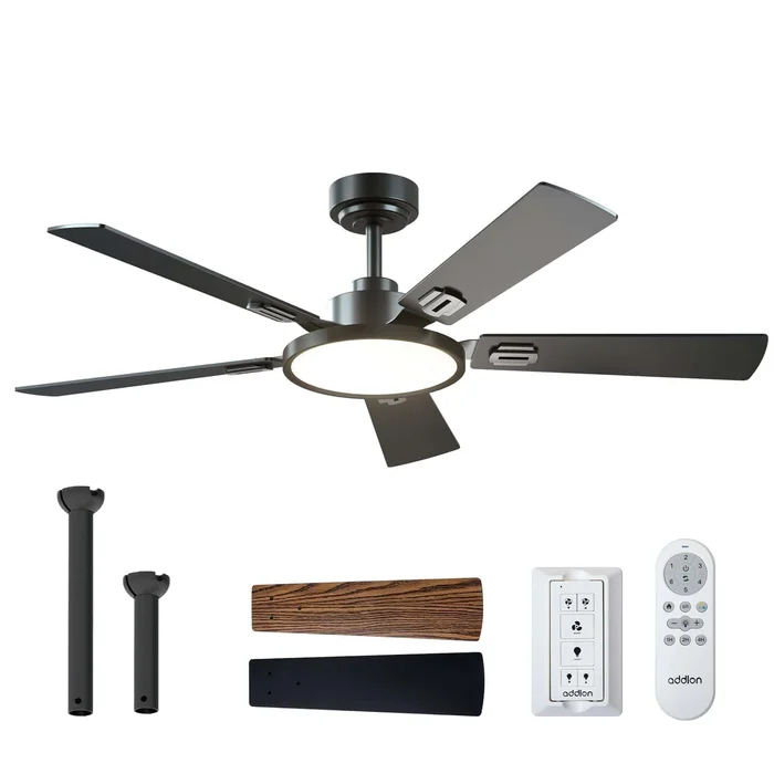 addlon Ceiling Fans with Lights, 52 inch Black Ceiling Fan with Light and Remote Control