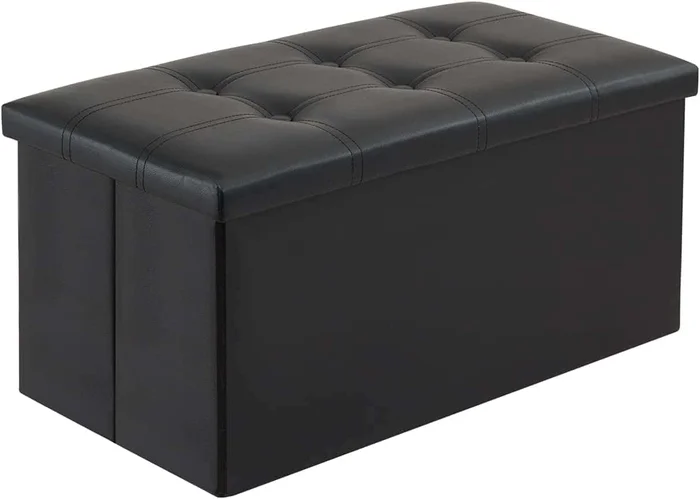 AEDILYS 30 inches Storage Ottoman Bench, Folding Footrest Shoe Bench with 109L Storage Space, Support 350lbs