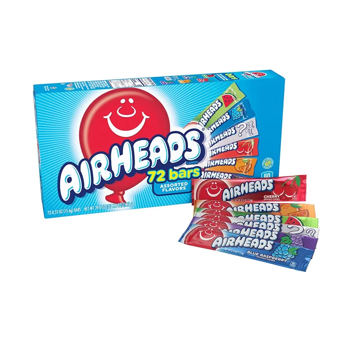Airheads Candy Bars, Variety Bulk Box, Chewy Full Size Fruit Taffy, Back to School for Kids, Non Melting, Party, 72 Count