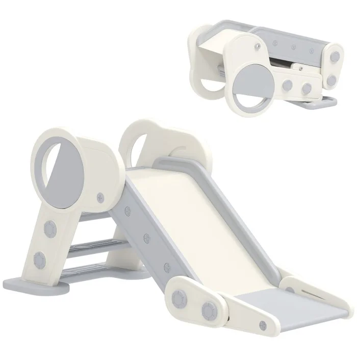 AIYAPLAY Kids Slide Freestanding Toddler Slide Foldable for Indoor Outdoor 1.5-3 Years Old, Grey