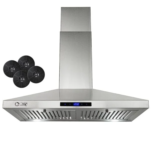 AKDY 30 in. Wall Mount Range Hood, 3-Speed Fan and LED Lights in Stainless Steel