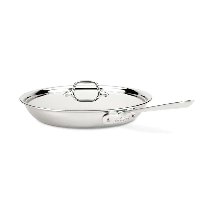 All-Clad D3 3-Ply Stainless Steel Fry Pan 12 Inch, Induction, Oven Broiler Safe 500F, Lid Safe 350F, Silver