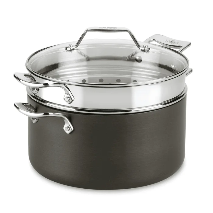 All-Clad Essentials Hard Anodized Nonstick Multi-Pot 7 Quart Oven Broiler Safe 500F Strainer