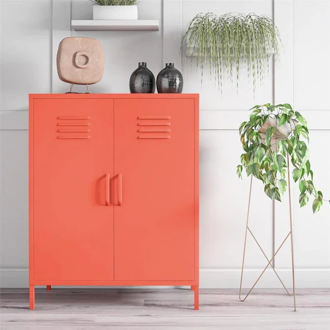 Ameriwood Home Cache 37.04-in W x 25.2-in H x 15.75-in D Steel Full Storage Lockers, Orange Cabinet