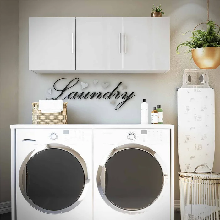 Ameriwood Home Camberly 54-in W x 20.31-in H Wood Composite Ivory Oak/Magnolia Oak Wall-mount Utility Storage Cabinet