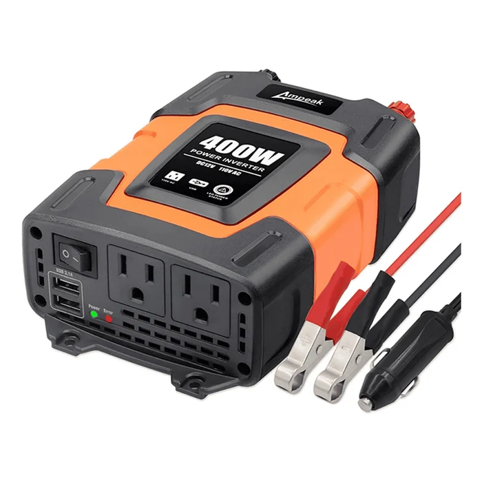 Ampeak 400W Power Inverter 12v to 110v Car Inverter DC to AC 3.1A 2 USB Charge Ports 2 Outlets