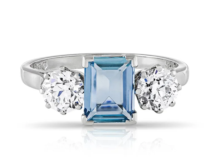 Aquamarine & Diamond Ring