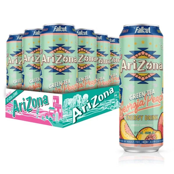 AriZona x Fallout Georgia Peach Green Tea – 234mg Natural Caffeine per Can