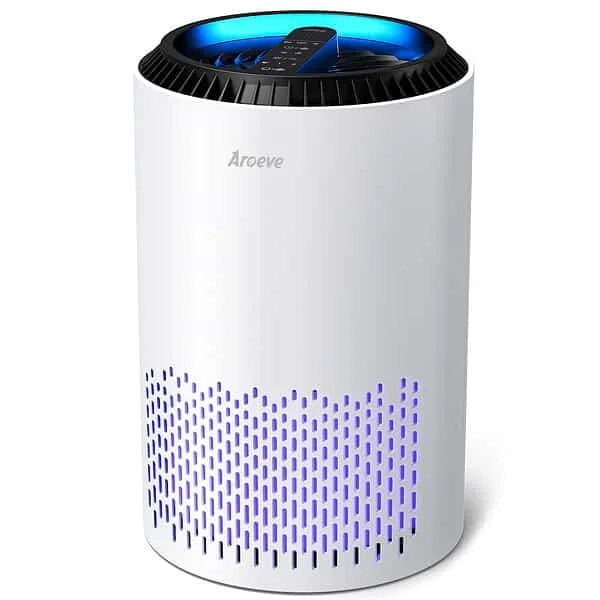 AROEVE Air Purifiers for Home, Air Purifier Air Cleaner For Smoke Pollen Dander Hair Smell Portable Air Purifier, MK01- White