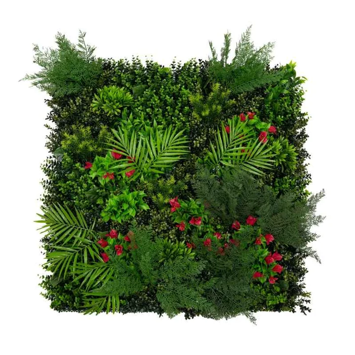 Artificial Plant Wall Panel 100 x 100cm Mira Living Foliage Greenery Tiles Indoor Outdoor Weather & UV Resistant Grass Fence Faux Hedge Privacy Backdrop Garden Home Decor Snap & Lock Fixings Included