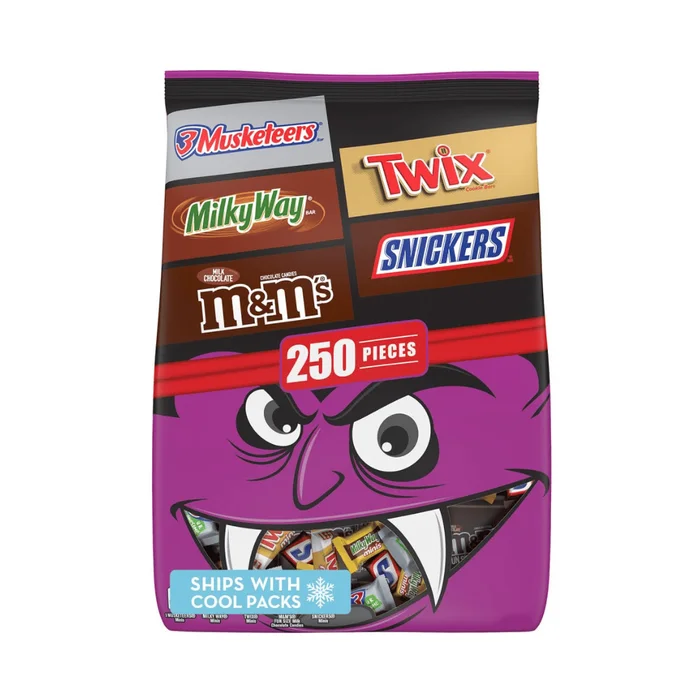 Assorted SNICKERS, M&M’S, TWIX, MILKY WAY & 3 MUSKETEERS Mixed Chocolate Bulk Halloween Candy – 77.63oz/250 Pieces