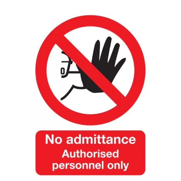 Authorised Personnel Only Sign – Rigid Polypropylene – 297mm x 210mm