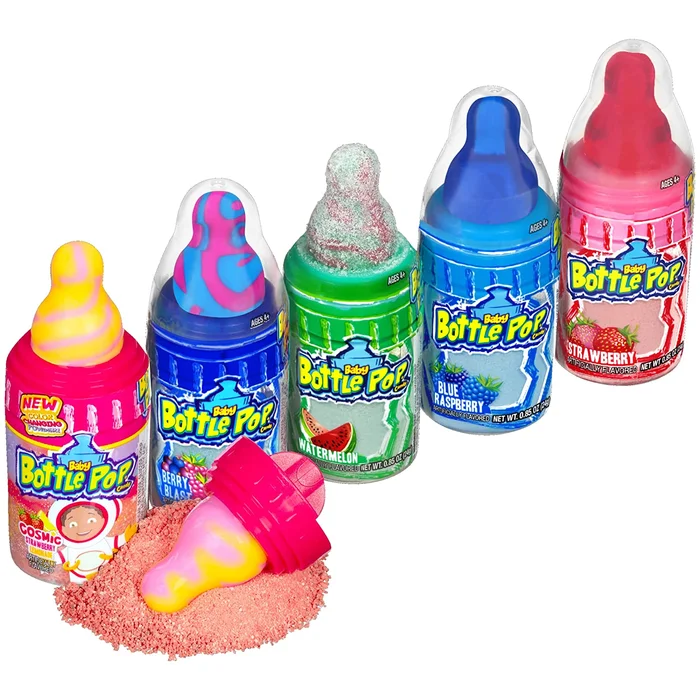 Baby Bottle Pop, Lollipops with Dipping Powder Assorted Flavors 18 pieces, 1.1 oz