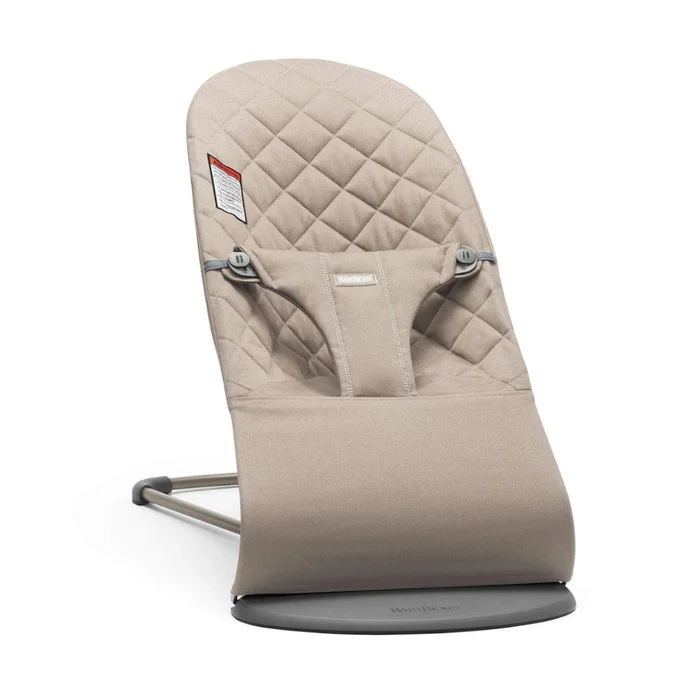 BabyBjörn Bouncer Bliss, Sand Gray, Woven, Classic Quilt | 2-in-1 Adjustable Baby Bouncer Seat and Toddler Chair