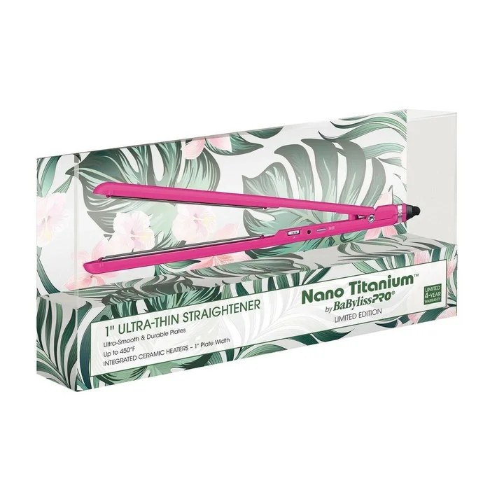 BabylissPRO Nano Titanium 1″ Ultra-Thin Straightener, Pink
