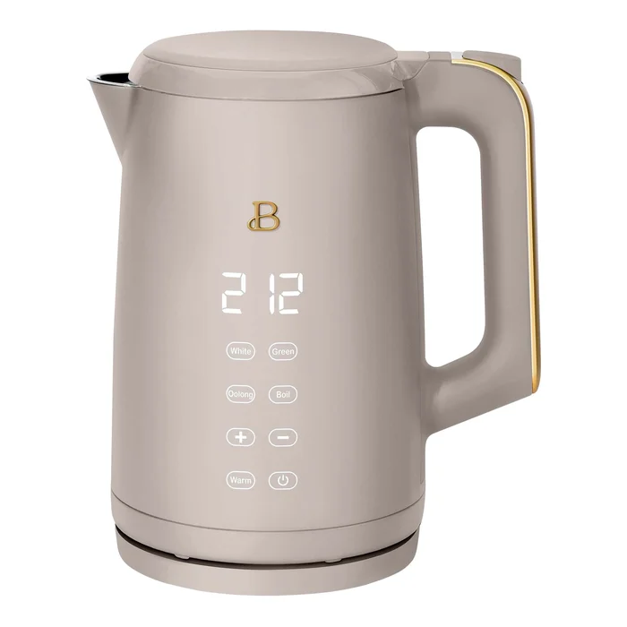 Beautiful 1.7-Liter Electric Kettle 1500 W with One-Touch Activation, Porcini Taupe by Drew Barrymore