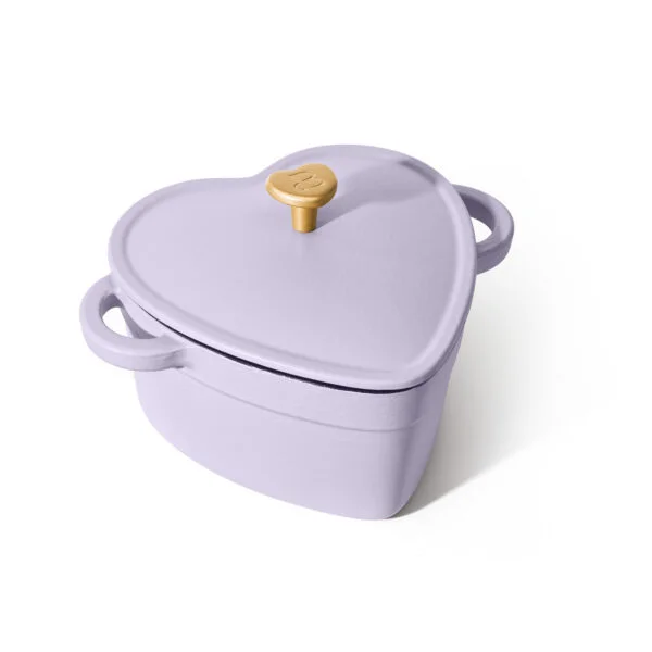 Beautiful 2QT Cast Iron Heart Dutch Oven, Lavender by Drew Barrymore