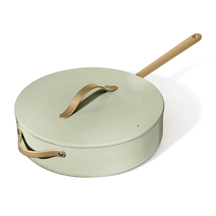Beautiful 5.5 Quart Ceramic Non-Stick Sauté Pan, Sage Green by Drew Barrymore