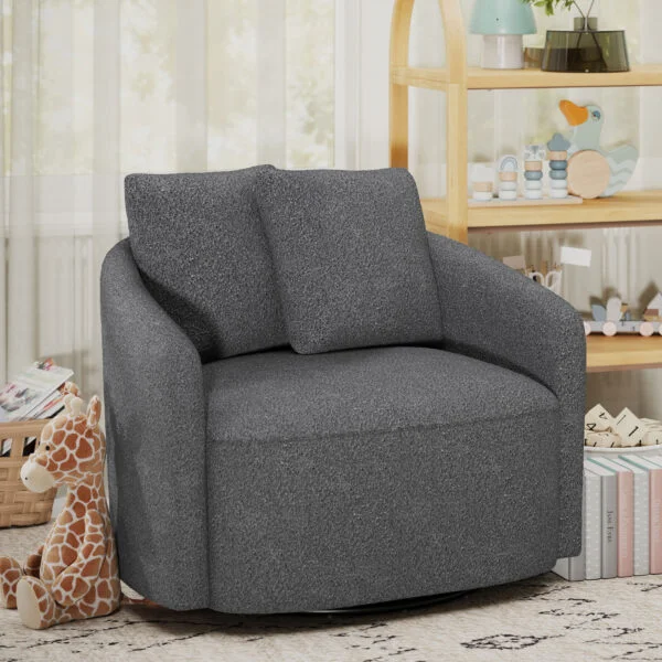 Beautiful Drew Kids Accent Chair by Drew Barrymore, Charcoal Bouclé Fabric
