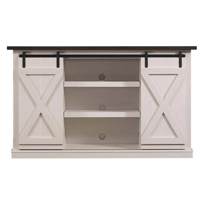 Bell’O Cottonwood 54 in. Sargent Oak and Cream Wood TV Stand Fits TVs Up to 60 in. with Storage Doors