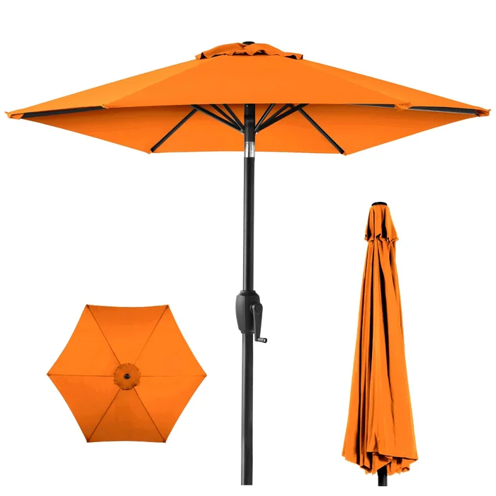 Best Choice Products 7.5ft Heavy-Duty Round Outdoor Market Table Patio Umbrella w/Steel Pole – Orange