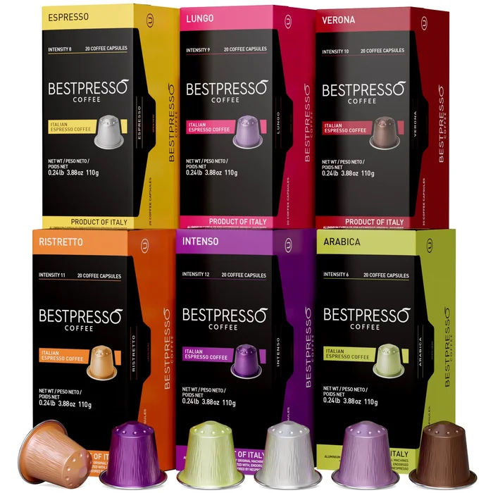 Bestpresso Coffee for Nespresso OriginalLine Machine 120 pods Certified Genuine Espresso Variety Pack