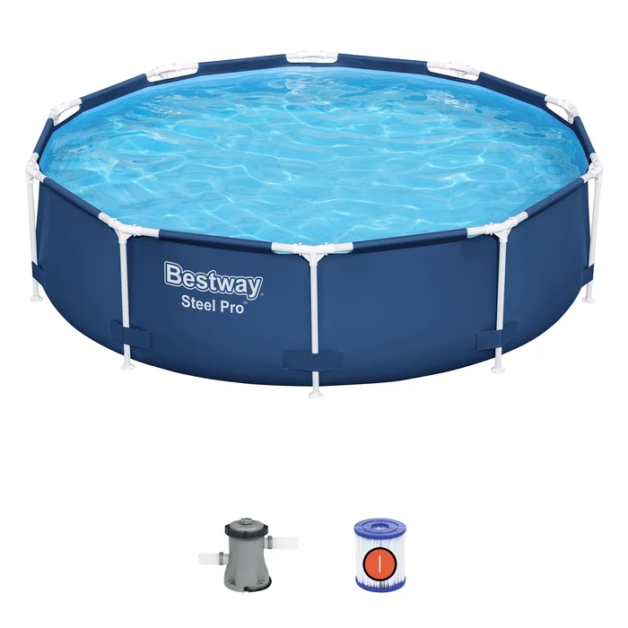 Bestway 10-Feet x 10-Feet x 30-Inches Metal frame Round Above-Ground Pool with Filter Pump