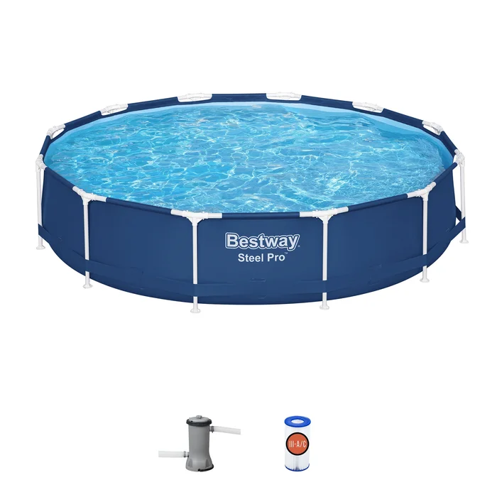 Bestway 12-Feet x 12-Feet x 30-Inches Steel wall panels Round Above-Ground Pool with Filter Pump