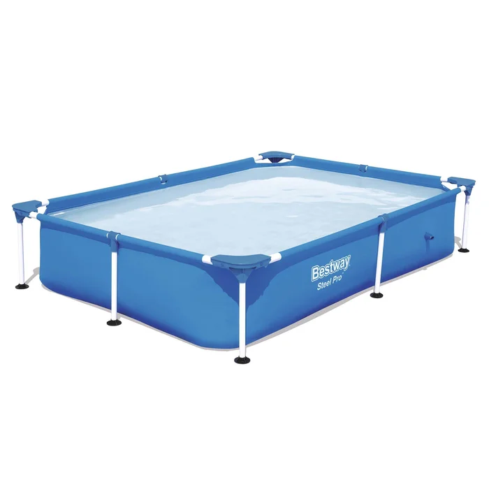 Bestway Steel Pro 7.25 x 4.9 x 1.4 Ft Rectangular Above Ground Kids Swimming Pool