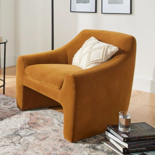 Better Homes & Gardens Emerson Curvy Accent Chair, Ochre Velvet