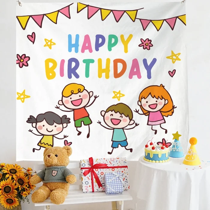 Birthday Layout Hanging Cloth Children Photo Wall Cloth, Size: 150x230cm Velvet(twenty one)