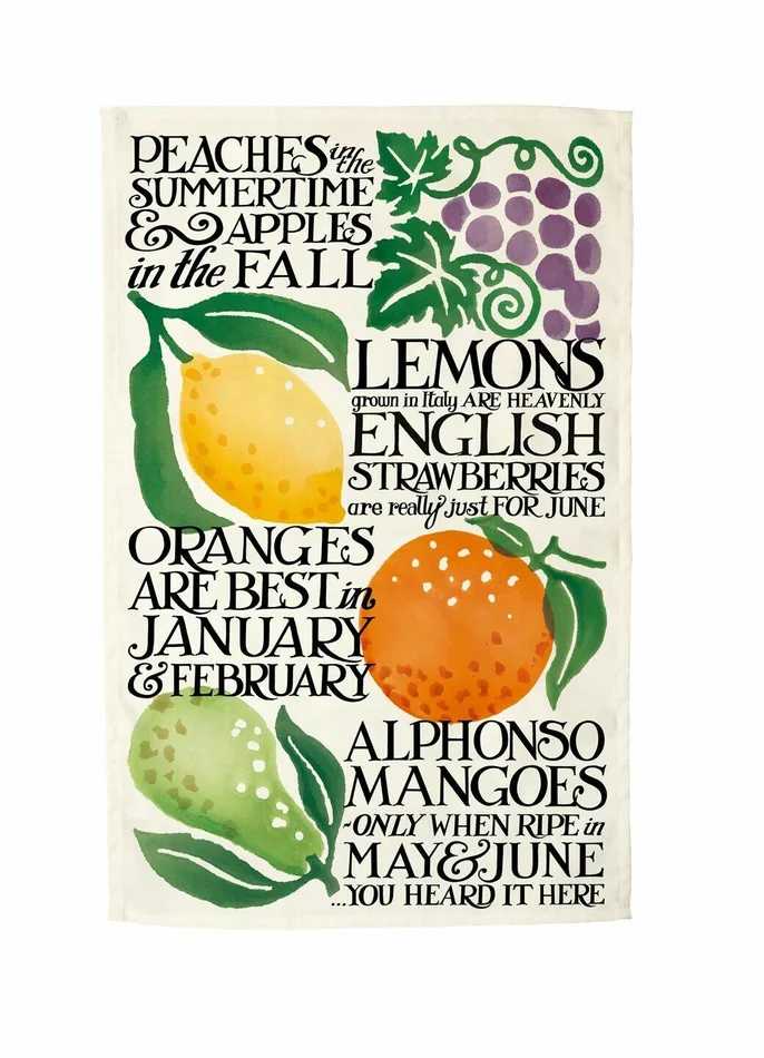 Black Toast Fruits Tea Towel