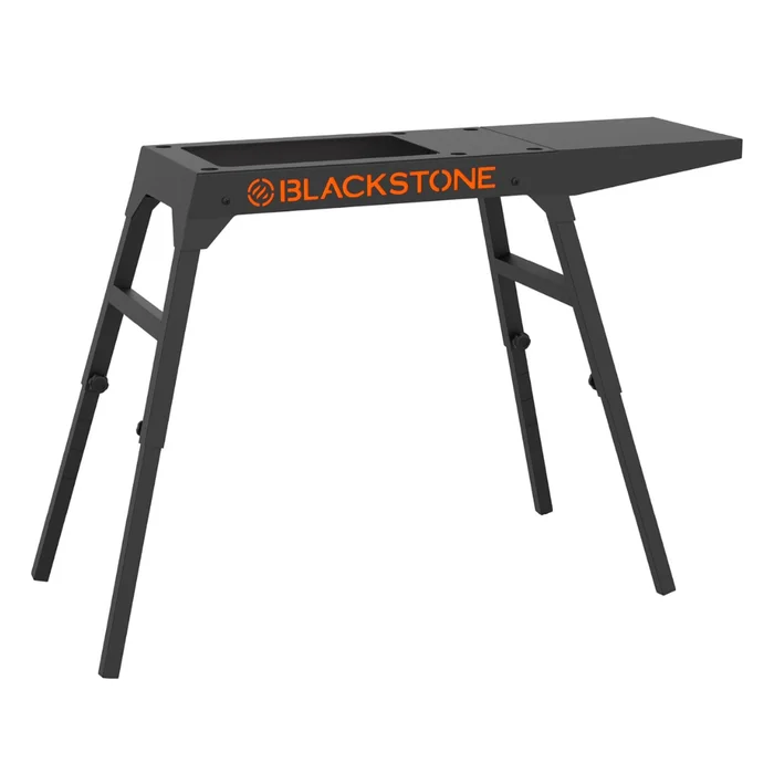 Blackstone 5013 Collapsible 17” and 22” Tabletop Griddle Stand with Adjustable Legs and a Removable Side Shelf, Powder Coated Steel, Black