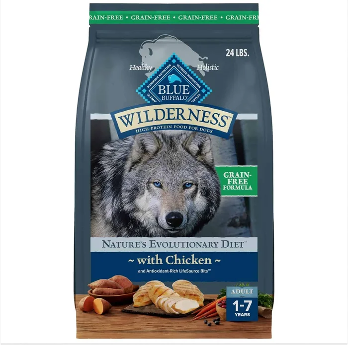 Blue Buffalo Wilderness High Protein, Natural Adult Dry Dog Food, Chicken 24-lb