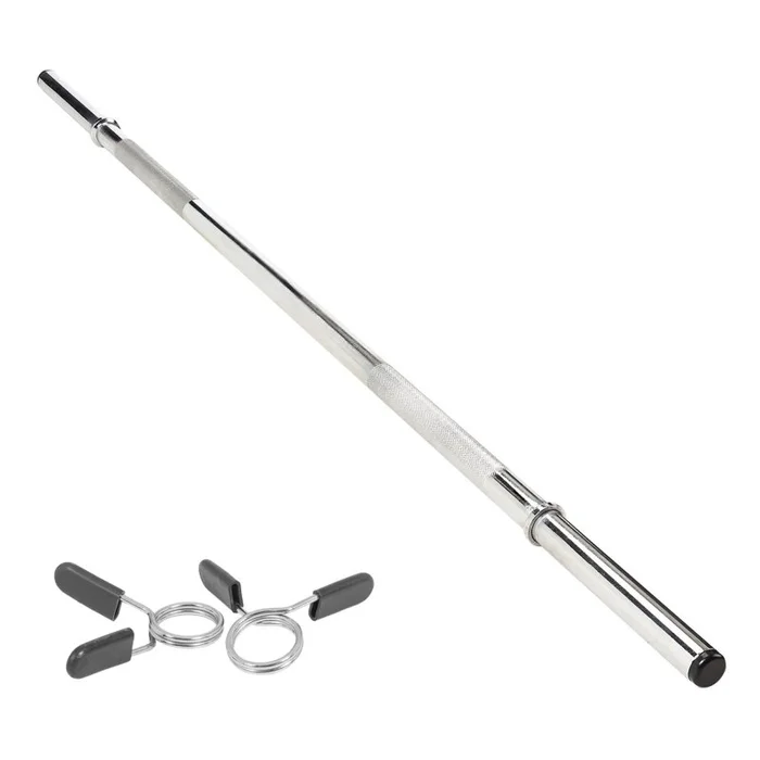 Body Revolution Barbell Bar – 1.2m Weight Lifting Bar for 1 Inch Standard Weights Plates – Barbell for Bench Press, Curls, Deadlift and Powerlifting (1.2m Spinlock Collar)