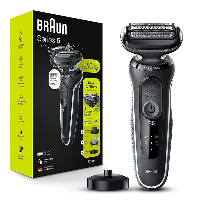 Braun Electric Razor for Men, Waterproof Foil Shaver, Series 5 5050cs, Wet & Dry Shave, Blue
