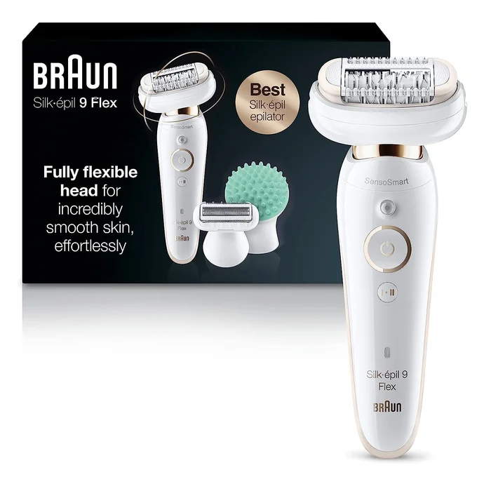 Braun Epilator Silk-épil 9 9-020 with Flexible Head, Facial Hair Removal for Women, Hair Removal Device, Shaver & Trimmer, Cordless