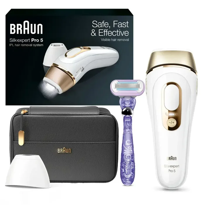 Braun – Pro5 PL5147 IPL Hair Removal Kit for Men & Women – White-Gold