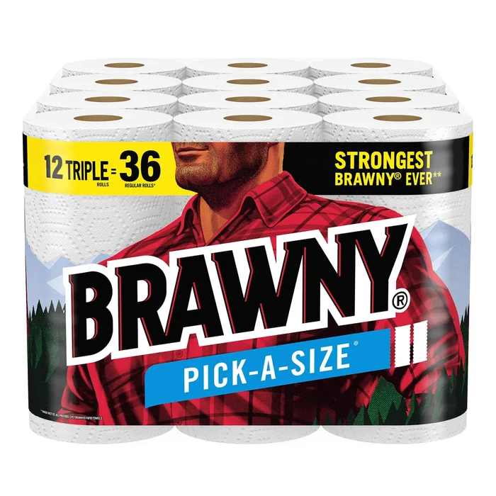 Brawny Pick-A-Size Paper Towels, 12 Triple Rolls = 36 Regular Rolls