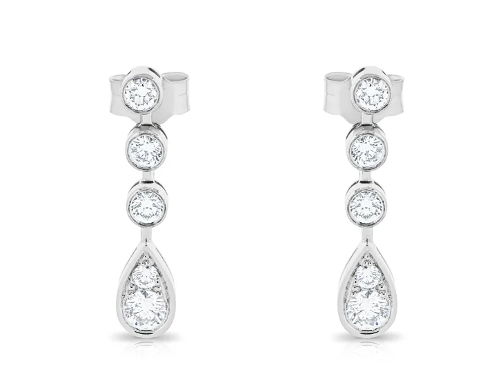 Brilliant Round Rain Drop Diamond Earrings 0.60ct