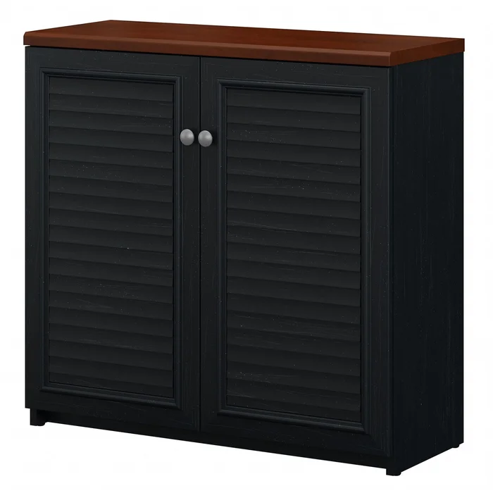 Bush Furniture Fairview Accent Cabinet with Doors and Shelves, Modern Sideboard Buffet for Home Office, 32W, Antique Black