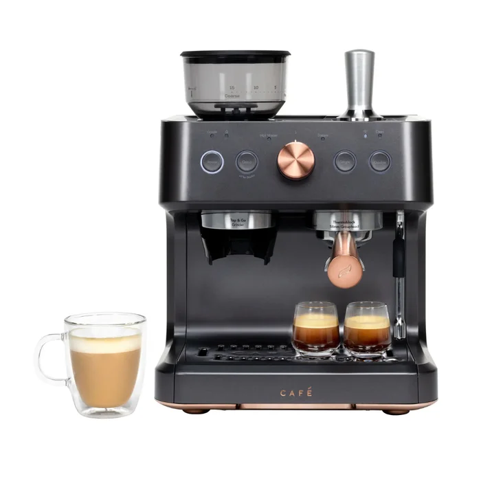 Café – Bellissimo Semi-Automatic Espresso Machine with 15 bars of pressure, Milk Frother, and Built-In Wi-Fi – Matte Black