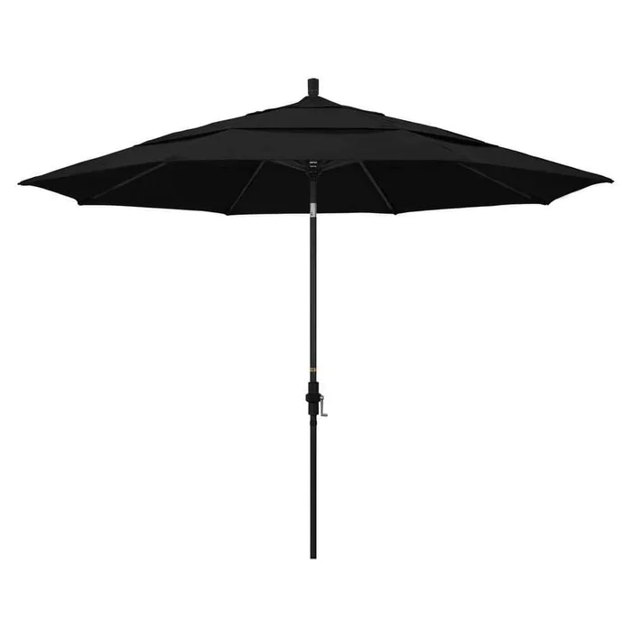 California Umbrella GSCU118302-F32-DWV 11 ft. Aluminum Collar Tilt Double Vented Patio Umbrella in Black Olefin