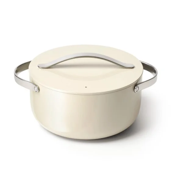 Caraway Dutch Oven Pot with Lid (6.5 qt, 10.5″) – Non-Stick Ceramic Coating – Free From Forever Chemicals – Cream