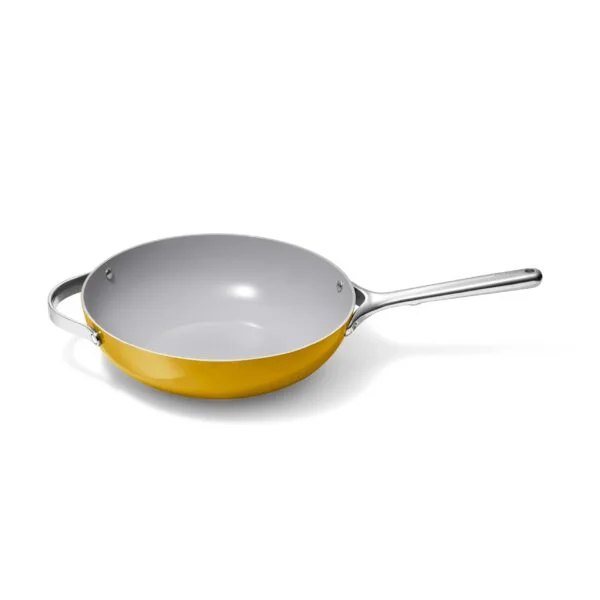 Caraway Non-Stick Stir Fry Pan – 12” Wok-Inspired Pan – Free From Forever Chemicals – High-Sloped Walls – Stainless Steel Handles – Marigold