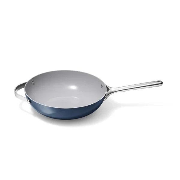 Caraway Non-Stick Stir Fry Pan – 12” Wok-Inspired Pan – Free From Forever Chemicals – High-Sloped Walls – Stainless Steel Handles – Navy